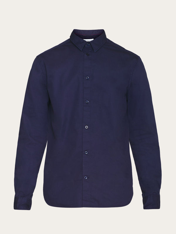 KnowledgeCotton Apparel - MEN ALF regular crispy cotton shirt - GOTS/Vegan Shirts 1001 Total Eclipse