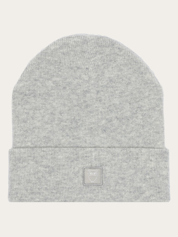 KnowledgeCotton Apparel - UNI Bonnet en laine à double épaisseur Hats 1012 Grey Melange