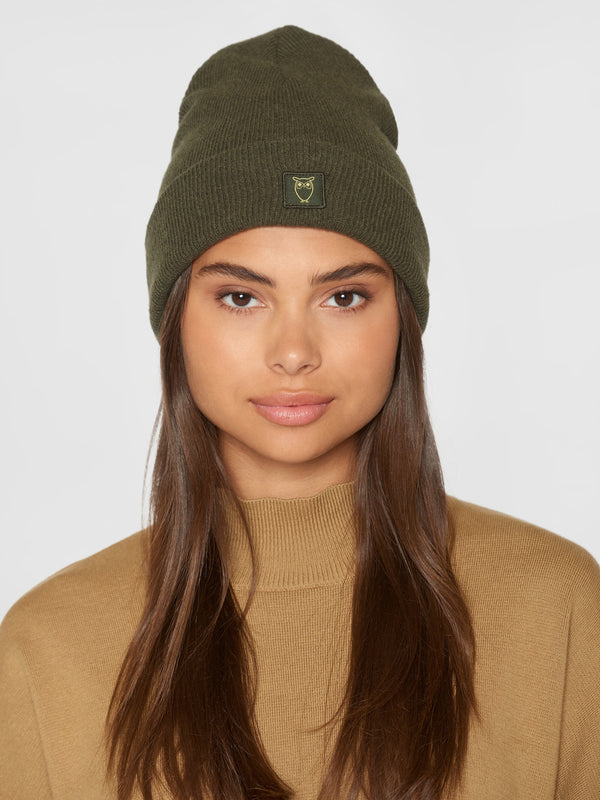 KnowledgeCotton Apparel - UNI Bonnet en laine à double épaisseur Hats 1090 Forrest Night