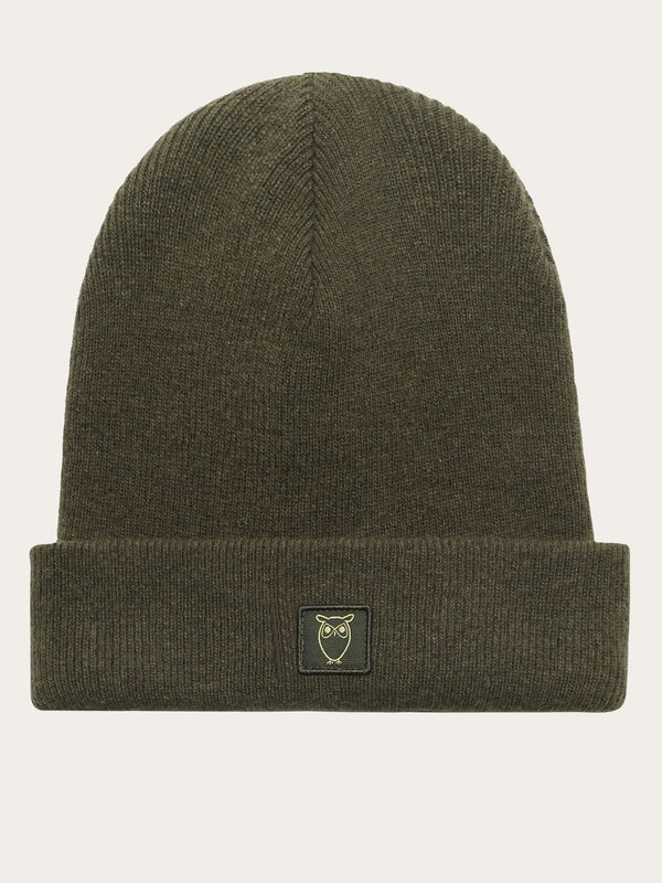 KnowledgeCotton Apparel - UNI Bonnet en laine à double épaisseur Hats 1090 Forrest Night