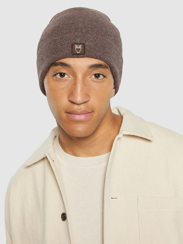 KnowledgeCotton Apparel - UNI Bonnet en laine à double épaisseur Hats 1243 Demitasse (brown)