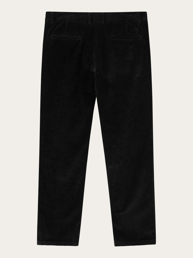 KnowledgeCotton Apparel - MEN CHUCK regular 8-wales corduroy chino pants Pants 1300 Black Jet
