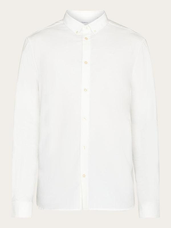 KnowledgeCotton Apparel - MEN Harald Small Owl Oxford Regular Fit Shirt - GOTS/Vegan Shirts 1010 Bright White