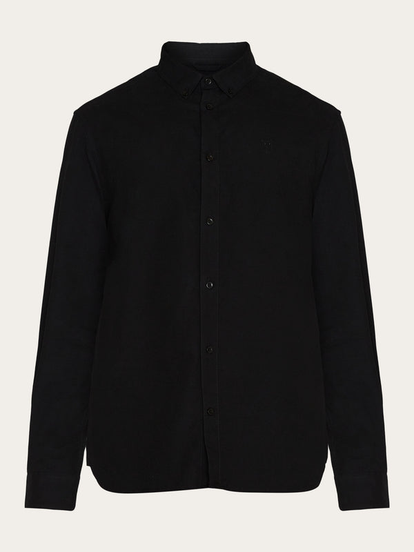 KnowledgeCotton Apparel - MEN Harald Small Owl Oxford Regular Fit Shirt - GOTS/Vegan Shirts 1300 Black Jet