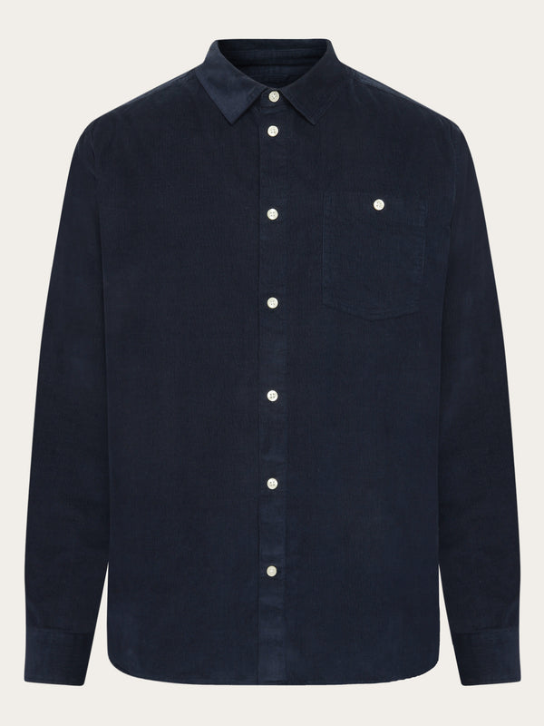 KnowledgeCotton Apparel - MEN Regular fit corduroy shirt Shirts 1001 Total Eclipse