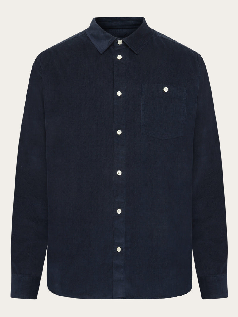KnowledgeCotton Apparel - MEN Regular fit corduroy shirt Shirts 1001 Total Eclipse