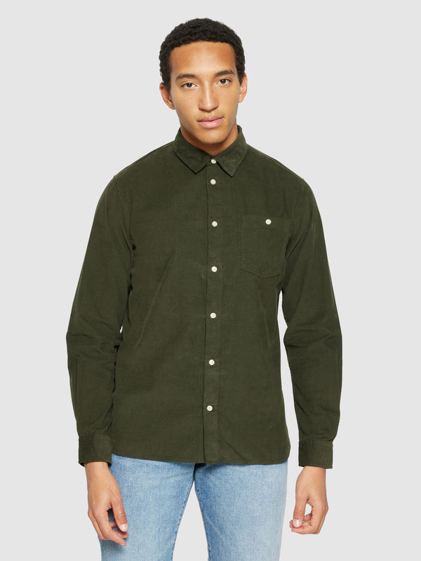 KnowledgeCotton Apparel - MEN Regular fit corduroy shirt Shirts 1090 Forrest Night