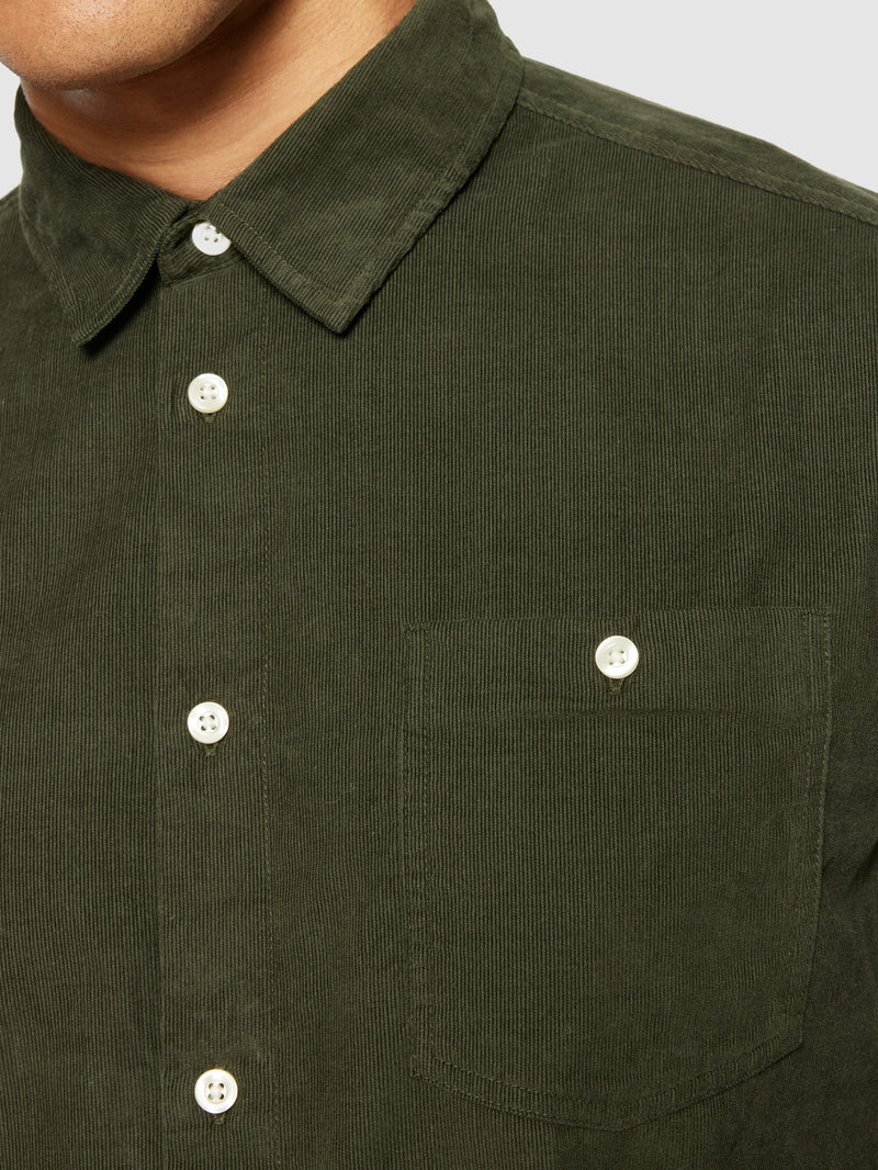 KnowledgeCotton Apparel - MEN Regular fit corduroy shirt Shirts 1090 Forrest Night