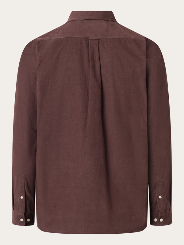 KnowledgeCotton Apparel - MEN Regular fit corduroy shirt Shirts 1404 Deep Mahogany