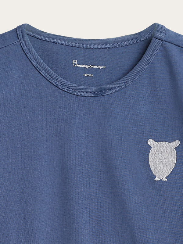 KnowledgeCotton Apparel - YOUNG Regular short sleeve heavy single with embr at chest t-shirt - GOTS/Vegan T-shirts 1432 Moonlight Blue