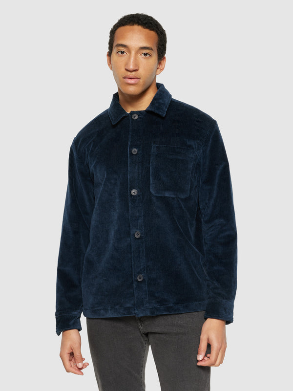 KnowledgeCotton Apparel - MEN Stretched 8-wales corduroy overshirt Overshirts 1001 Total Eclipse