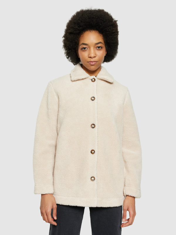 KnowledgeCotton Apparel - WMN Teddy overshirt jacket - GRS/Vegan Fleeces 9999 Item Colour